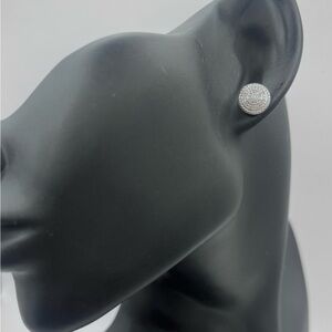 Round Sterling Silver Studs with Diamond Accent